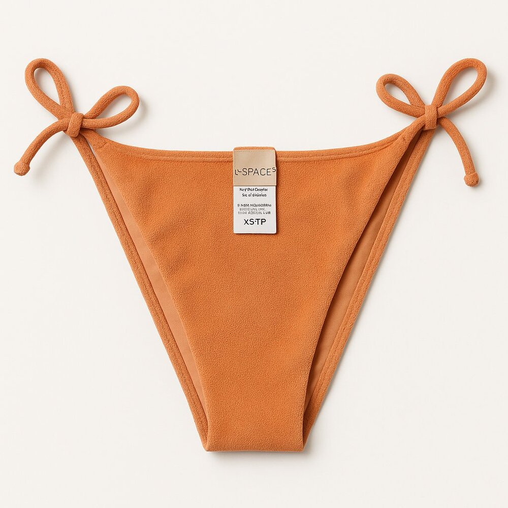L*Space Orange Terry Tie-Side Bikini Bottom – XS NWOT - Hygiene Sticker Attached